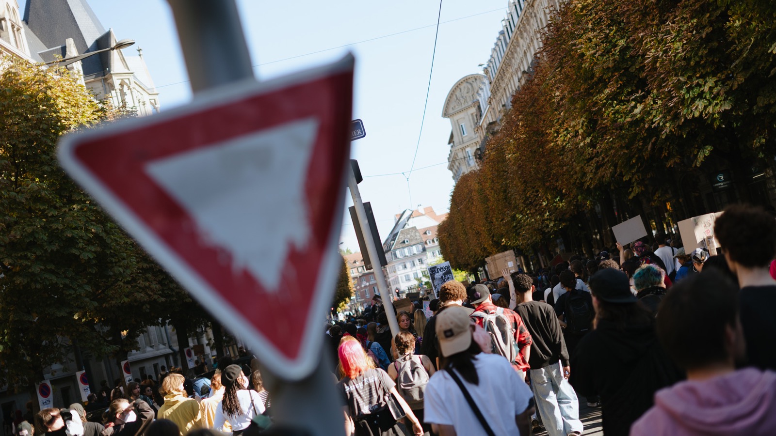 Photographie de blocus d'un lycée